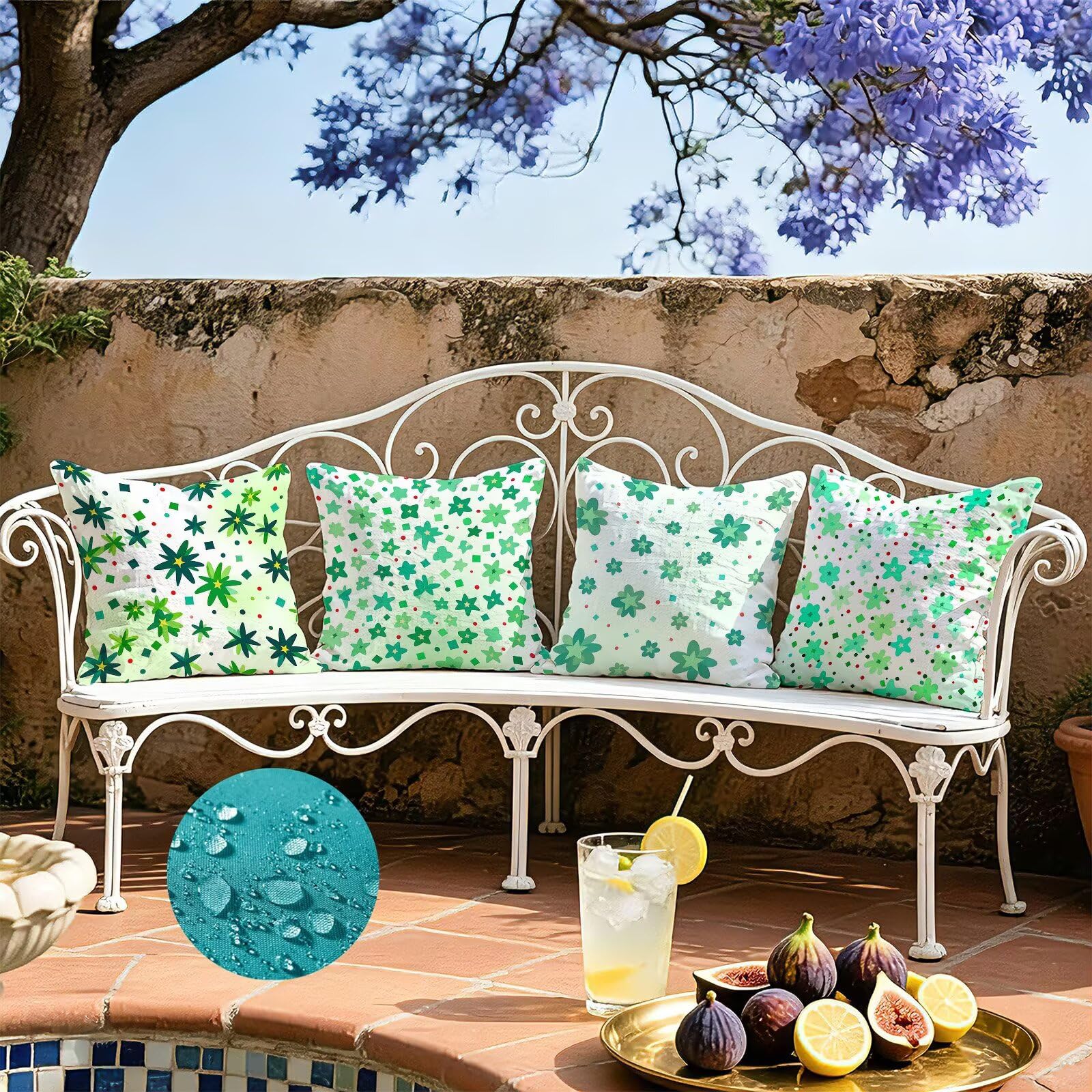 Verde Federe Cuscini Divano 50x50cm, Cuscini da Esterno Set de 4, Cod-71 | Velour Copricuscini Decorativi Letto Arredo, per Letto, Soggiorno, Giardino, Esterno, Casa Decorazione Set di 4 Pianta
