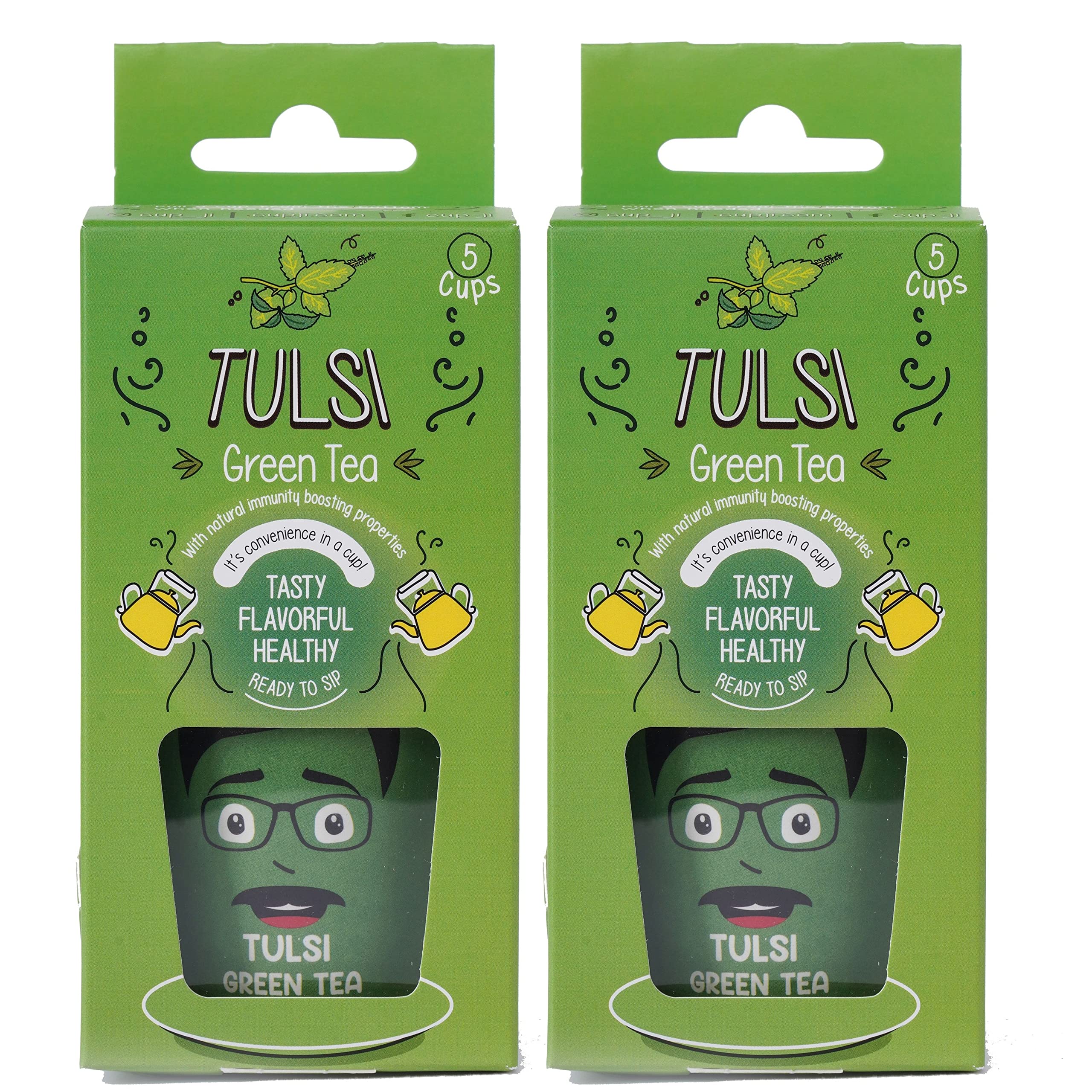 Cup-Ji Tulsi Green Tea For Brain Health I Ready to Sip Tea Cups I 5 Cups Dispenser I 2 Packs I Sugar-free I Whole Leaf Teas I All Natural I Non - Bitter Green Tea I Less than 8 Calories. (B0BPLW7H8T) Amazon Price History, Amazon Price Tracker