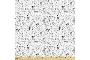 Ambesonne Snowman Decorative Fabric - Merry Christmas Themed