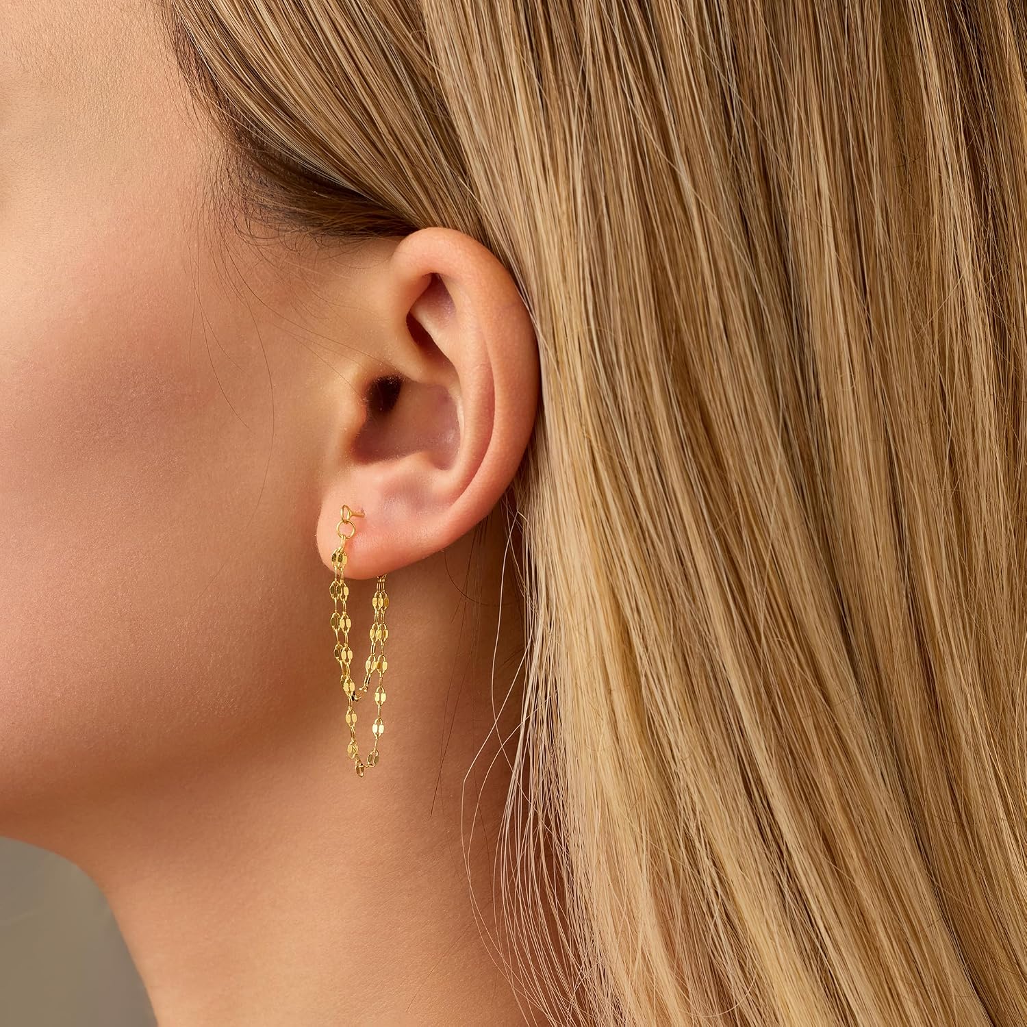 Tassels Dangle Chain Earrings for Women 925 Sterling Silver 14K Gold Plated Statement Stud Earring Piercing Layered Earrings Ear Cuff Jewelry Birthday Graduation Gifts