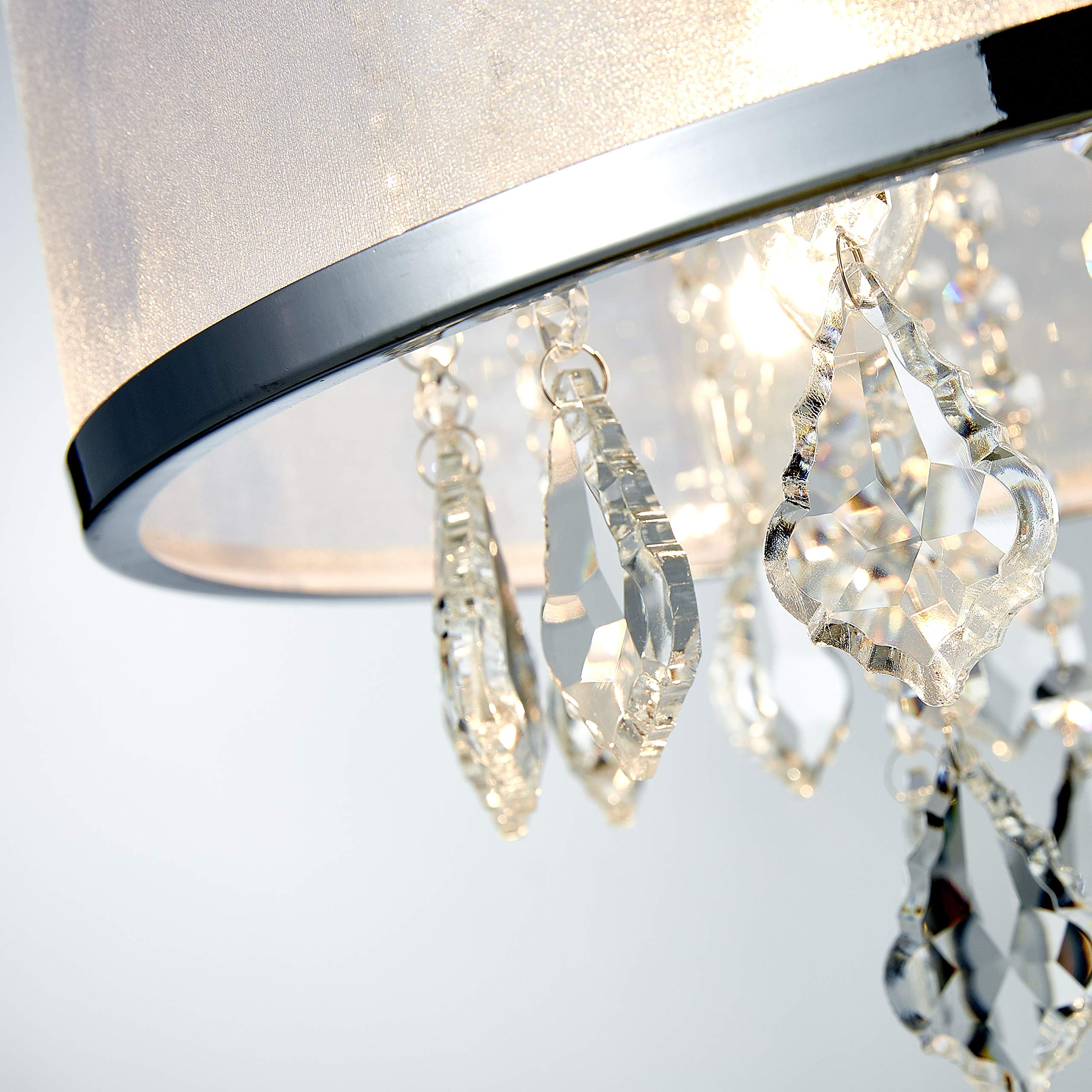 BESTIER Moderno colgante de cristal tambor araña iluminación lámpara de techo lámpara comedor comedor baño dormitorio sala de estar 4 E14 bombillas requeridas