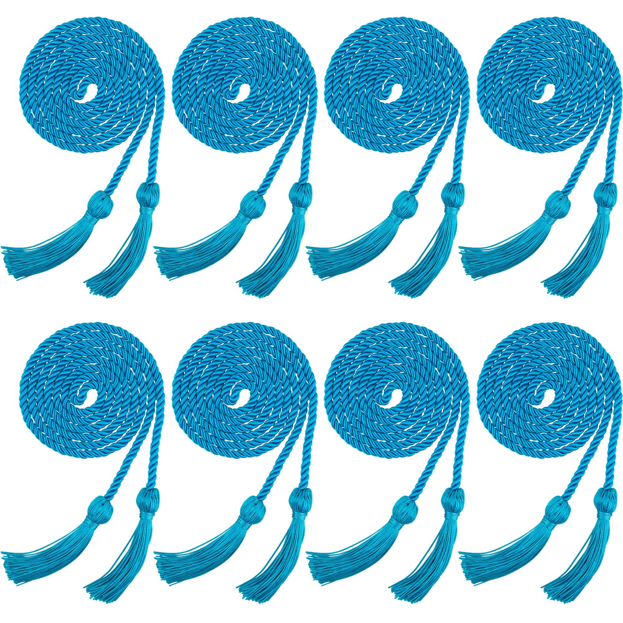 Trounistro 8 Pieces Graduation Cords Yarn Honor Cords with Tassel for College Graduation Students (Peacock Blue)