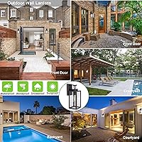 Vista 4 de LIT-PaTH Farol de pared para exteriores, aplique de pared como accesorio de iluminación de porche, base mediana E26 máximo de 60 W, metal