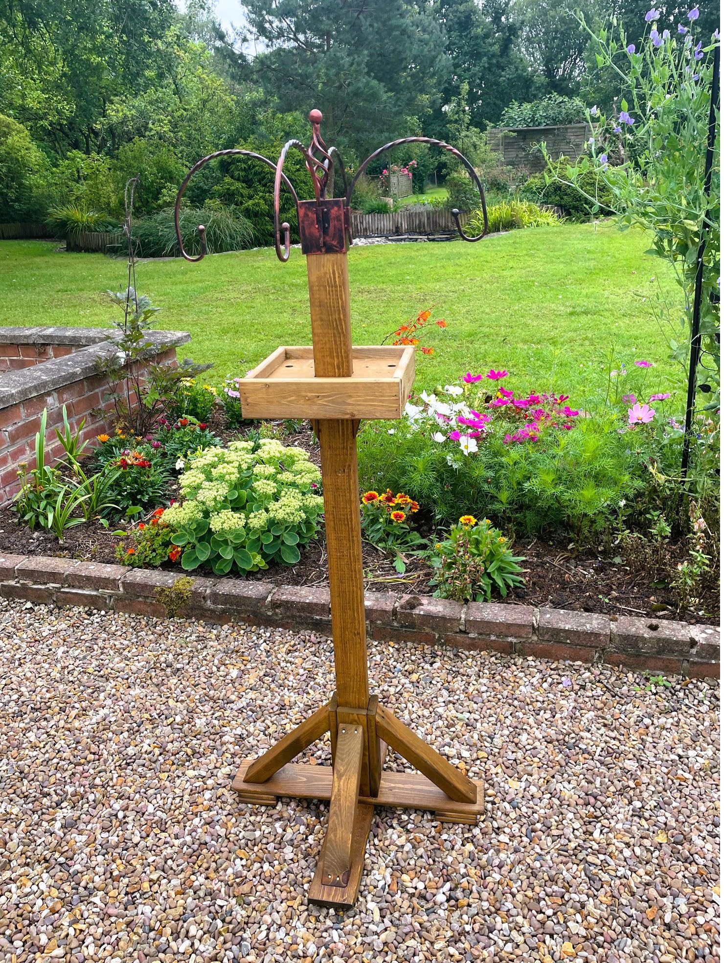 Heavy Duty Freestanding Wild Bird WoodenTable Feeding Station Patio Feeder
