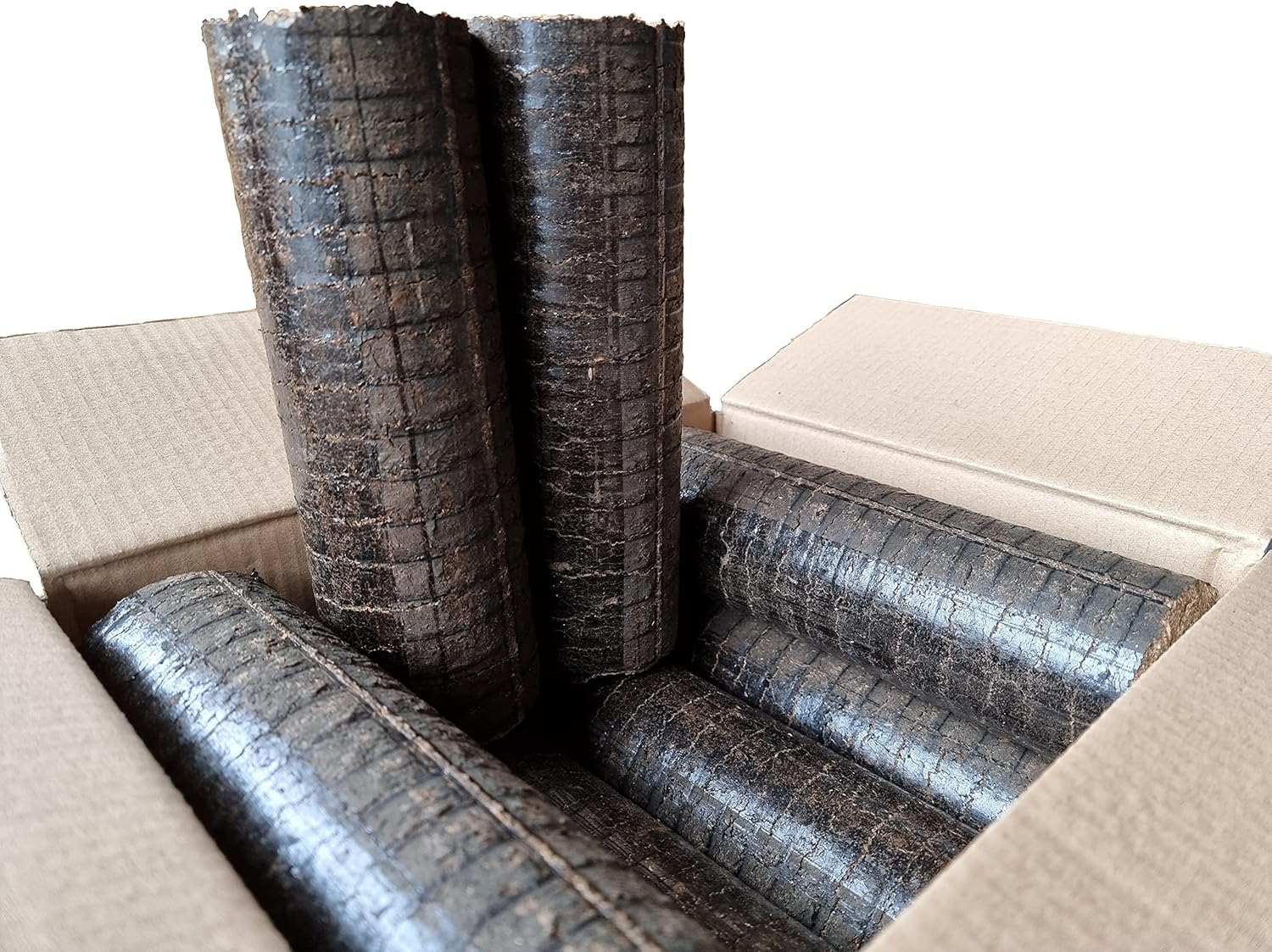 60kg Briquetas de Madera Dura Nestro cartón de 10kg con Certificado FSC Soporte para brasas, Chimenea Estufa, Estufa de leña, Parrilla de calefacción, carbón