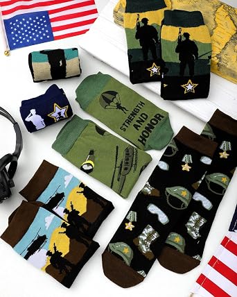 Cozypower 6 Pairs Military Crew Socks for Men, Veterans Day Gifts