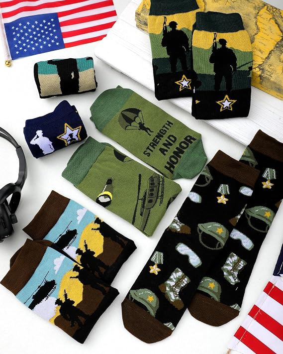 Cozypower 6 Pairs Military Crew Socks for Men, Veterans Day Gifts