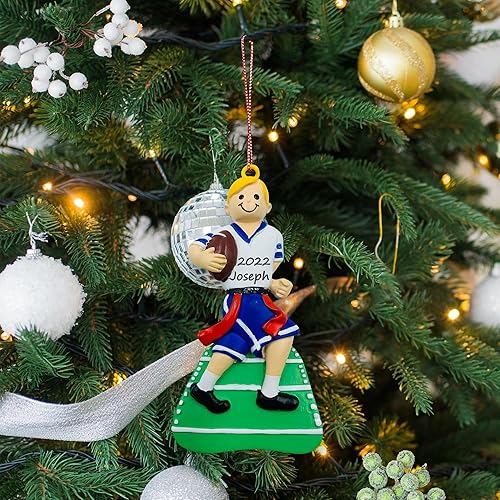 Miniatura 5 de Adornos de Navidad personalizados con bandera de fútbol 2021 Boy Blonde