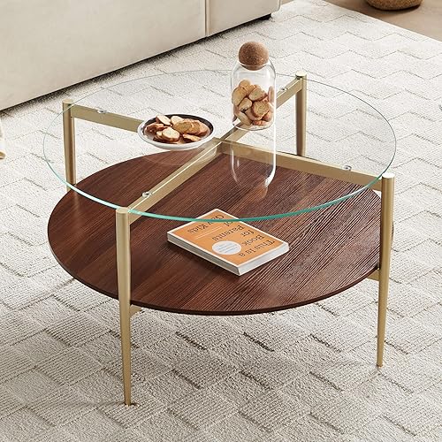 Miniatura 3 de Saint Mossi BLEVIO - Mesa de centro de cristal, estilo moderno de mediados de siglo, perfecta para sala de estar, parte superior de vidrio