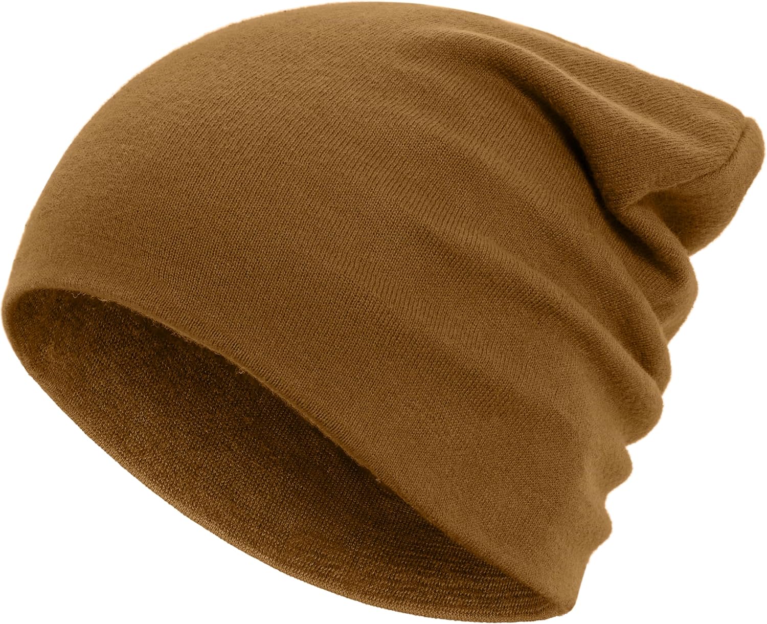 100% Cotton Thin Beanie Hat for Men Women - Lightweight Breathable Rib Knit Slouchy Beanie Cuffed Chemo Skull Cap
