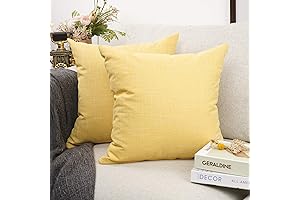 YOUR SMILE Soft Pale Yellow Linen Throw Pillow Cover (Set of 2)