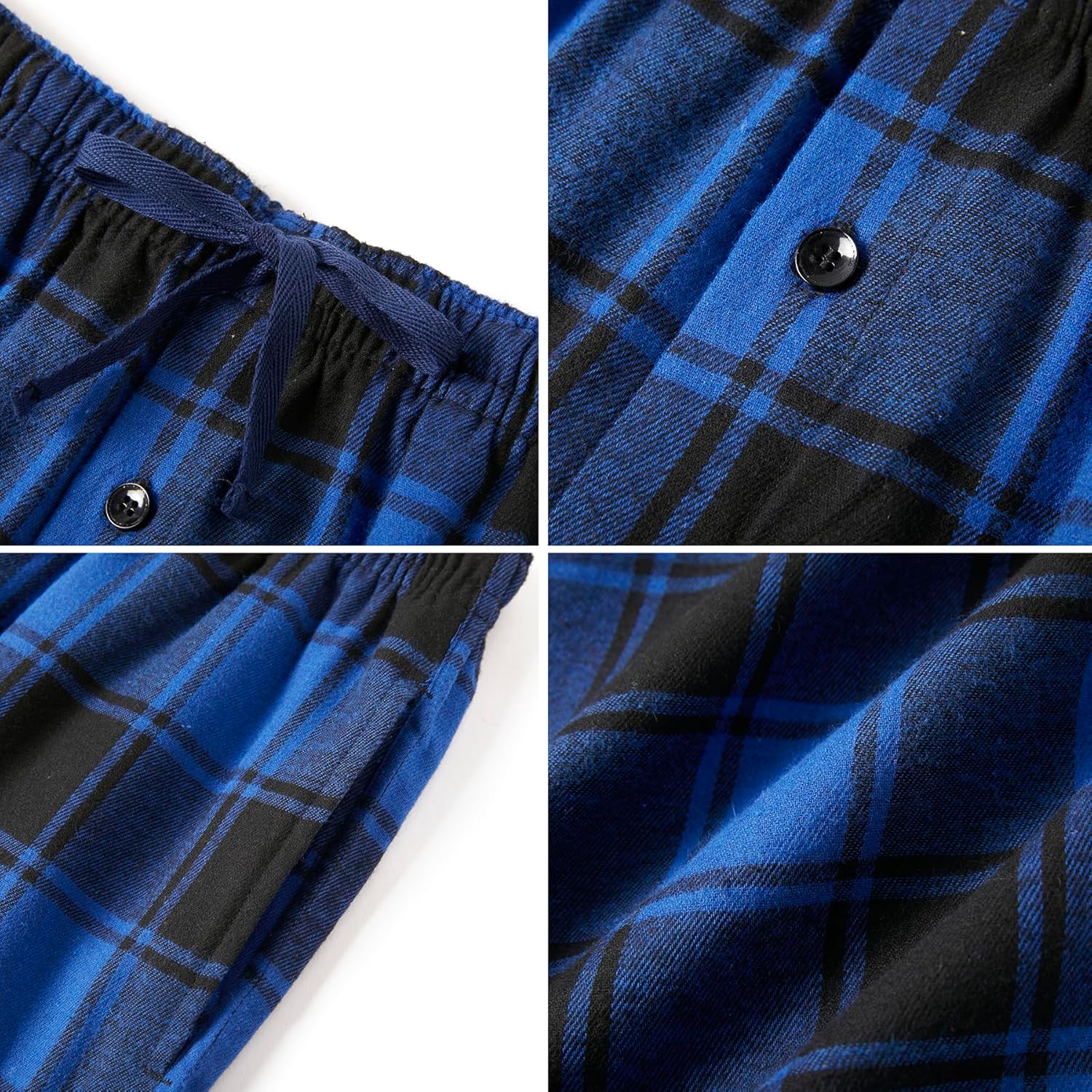 Mens Pajama Pants Flannel Cotton Plaid Sleep & Lounge Pants, PJ Bottoms with Pockets and Button Fly - Image 6
