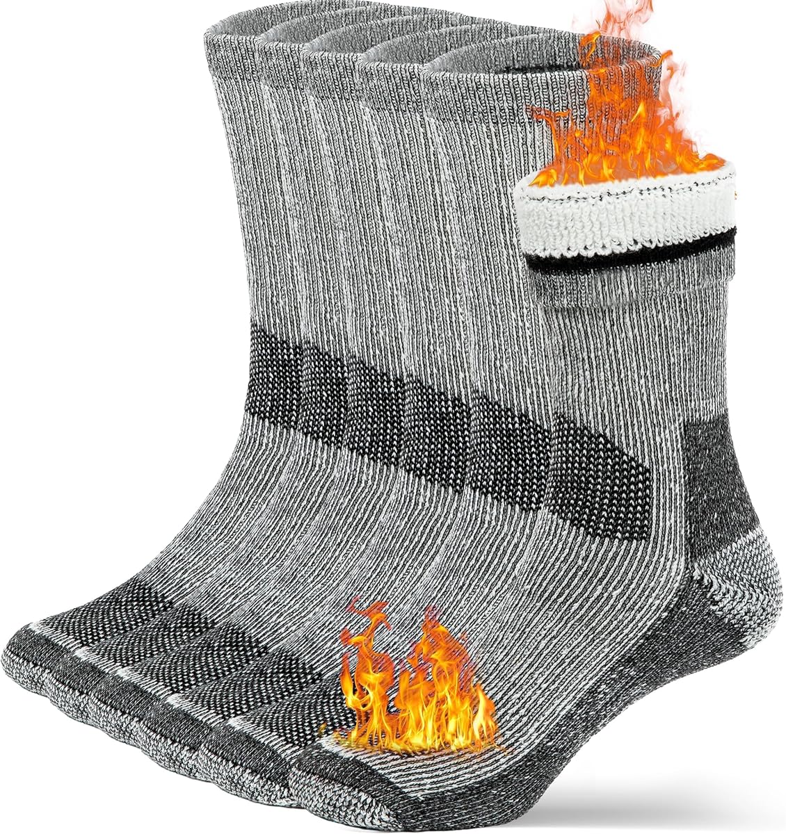 Buttons & Pleats Wool Socks for Men & Women Merino Thermal Warm Cozy Winter Boot Sock