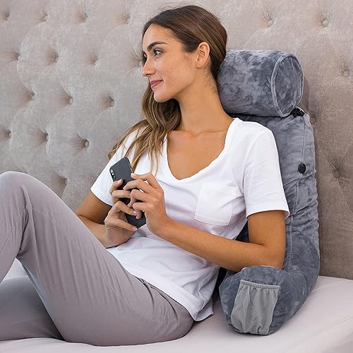 Miniatura 5 de Almohada para marido, tamaño mediano, respaldo para niños, adolescentes, adultos pequeños  almohadas de lectura con brazos, loft ajustable, espuma