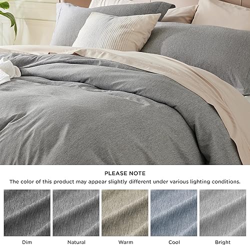 Miniatura 7 de Bedsure Funda de edredón gris oscuro tamaño Queen  Funda de edredón supersuave teñida catiónica para niños con cierre de cremallera, 3 piezas,