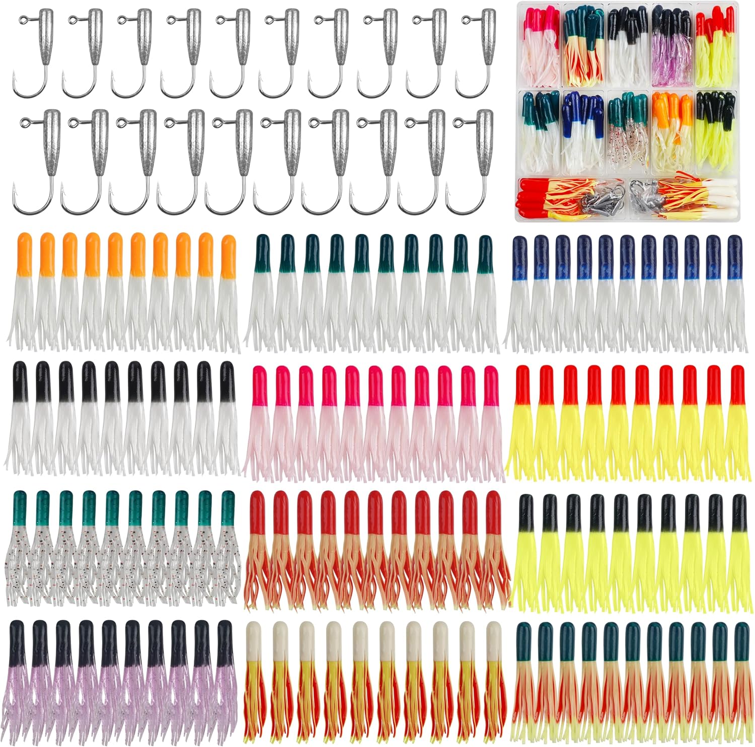 SILANON Crappie Tube Lure Kit, 140-Piece