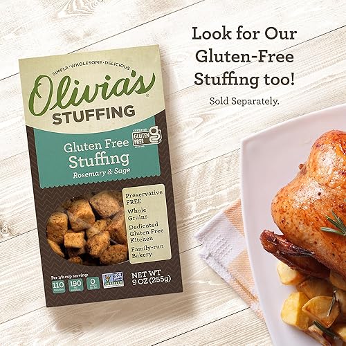 Miniatura 5 de Olivia's Crutones sin gluten para ensalada  Crutón crujiente de sopa de ajo  Hecho de pan artesanal sazonado de grano antiguo sin gluten  Sin