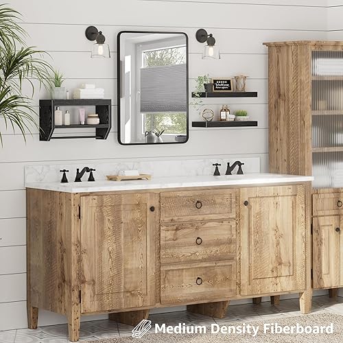 Miniatura 5 de QEEIG Estantes flotantes de baño para pared, estante sobre papel higiénico de 16 pulgadas, juego de 3, color negro (028-40B3)