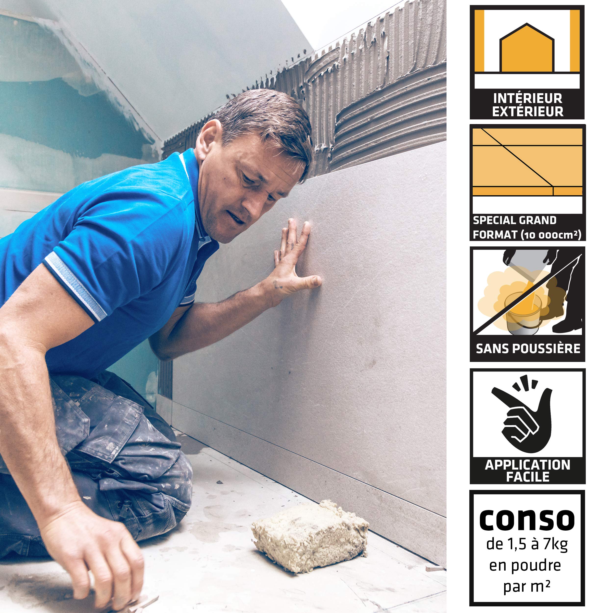 SIKA - Colle à carrelage flexible - SikaCeram 250 Super Flex Gris - Sans poussière spécial très grand format (10000cm²) - Mur et sol intérieur et extérieur - 25kg