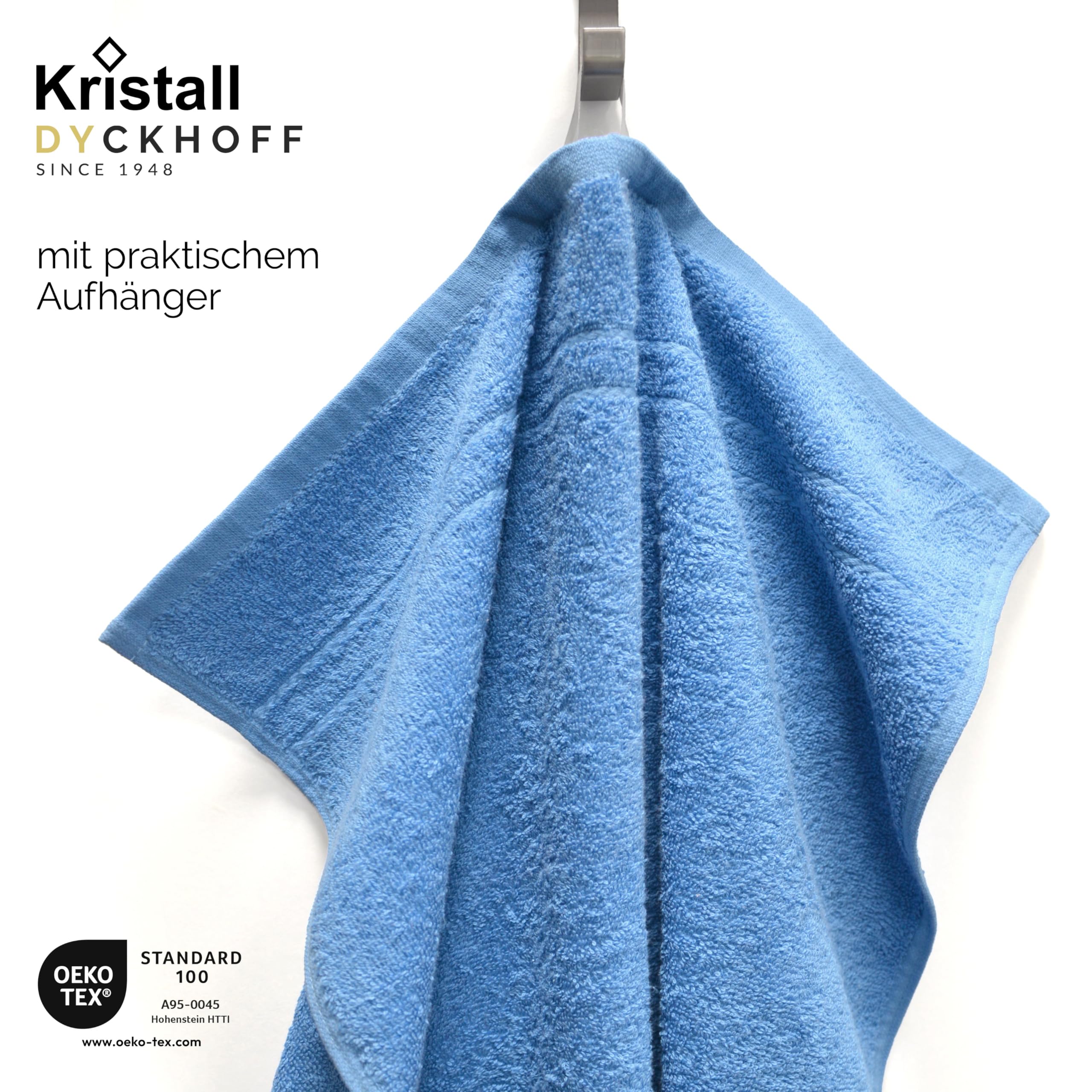 Dyckhoff Kristall Handtuch Set, 10-teilig, Reine Baumwolle, Oeko-TEX Zertifiziert, Kobaltblau, 50x100cm, 70x140cm, 30x30cm
