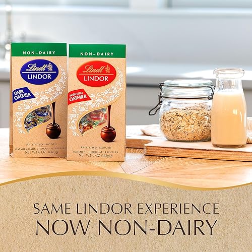 Miniatura 4 de Lindt LINDOR - Trufas de chocolate amargo con leche de avena, trufas de chocolate sin lácteos con centro de trufa suave y derretida, 5.1 onzas