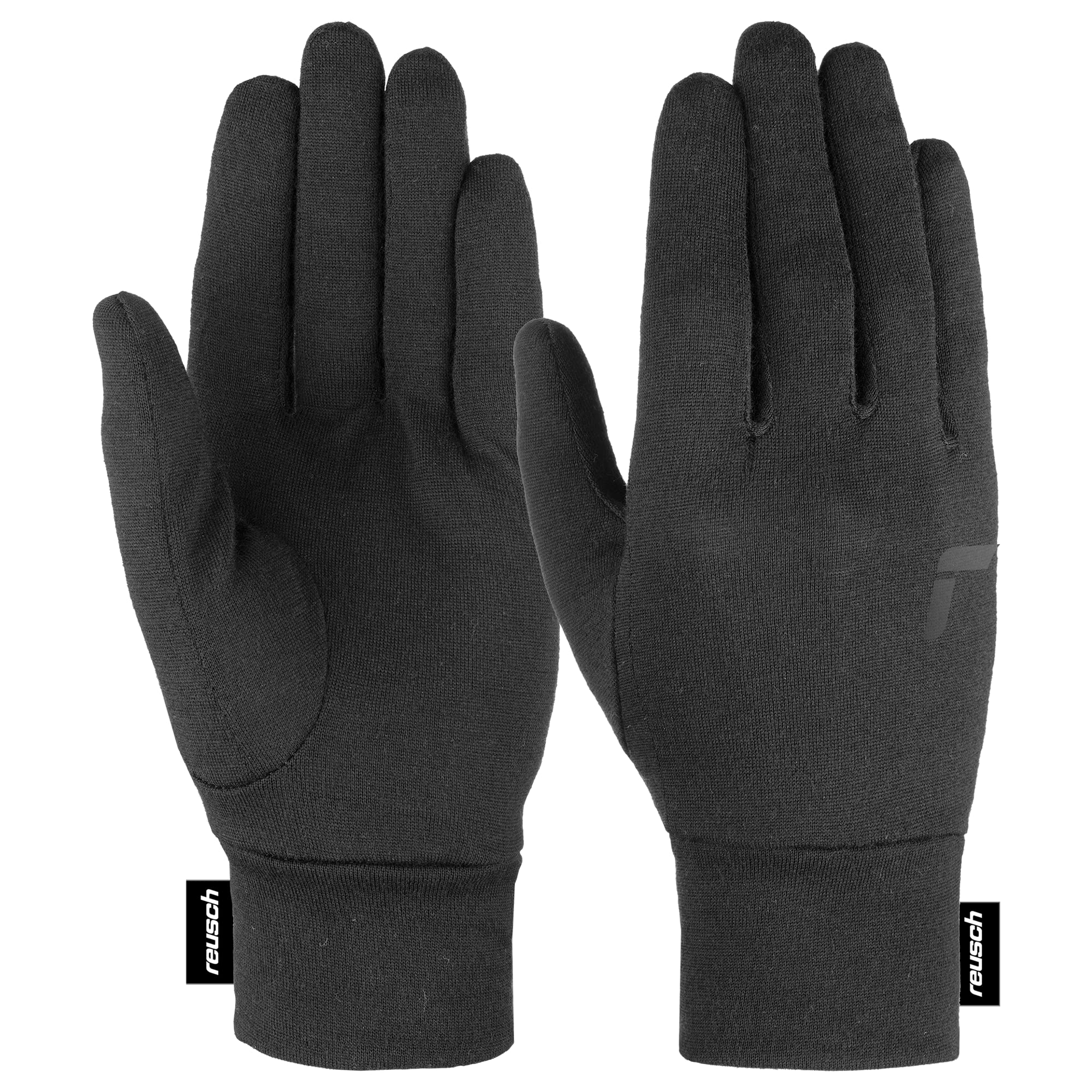 Reusch Merino Pro Touch-TEC Breathable Sports Gloves Running Cycling Hiking Everyday Liner Gloves Touchscreen Winter Gloves, Black, 7