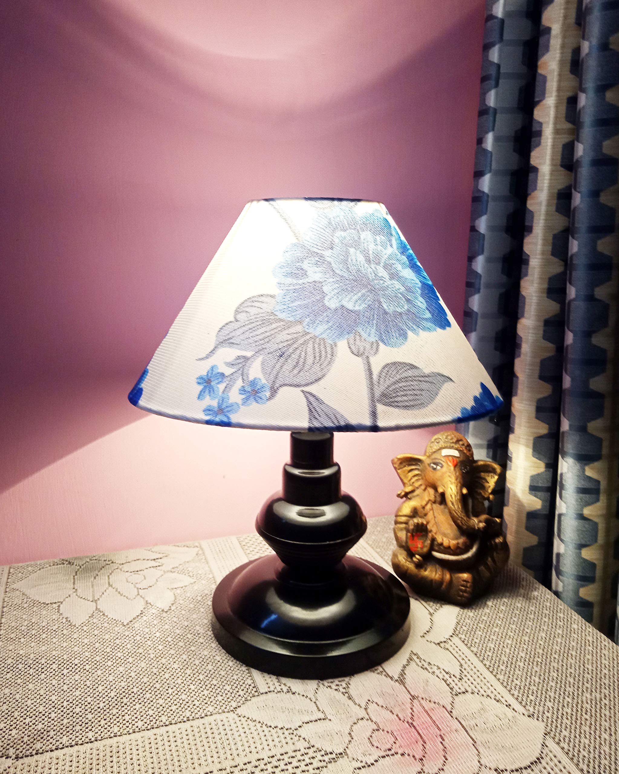 Buy DIKANSHA Blue Flower Printed Conical Shade and Beautiful Table