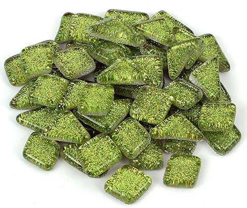 Milltown Merchants Azulejos de mosaico con purpurina azul sirena, azulejos de mosaico aguamarina a granel, surtido de azulejos brillantes de 1 libra