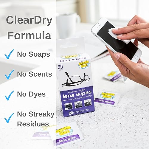 Miniatura 7 de Invisible Glass 90102 - Toallitas de limpieza de lentes y pantalla sin pelusas, perfectas para gafas, cámaras, electrónicas, 20 unidades