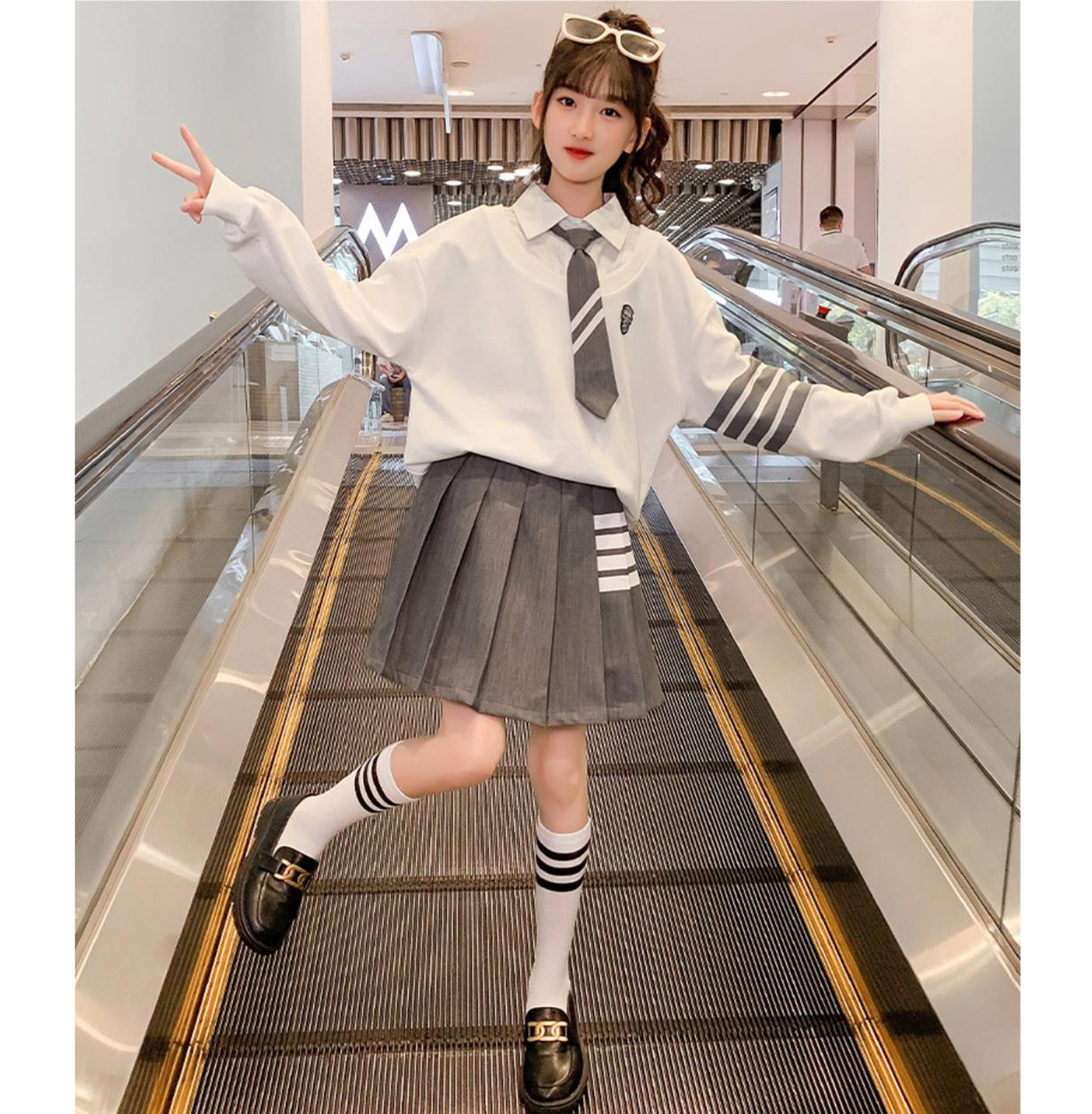 Amazon | 女の子 jk制服セーラー服 上下セット長袖 ブラウス プリーツ