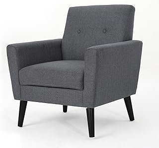 Christopher Knight Home Sienna Mid-Century Modern Fabric Club Chair, Dark Grey