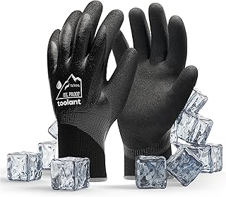 toolant Wasserdichte Arbeitshandschuhe Herren Damen, Freezer Handschuhe mit Grip, doppelt Nitril-beschichtet, ölabweisend, für Bau, Mechaniker, Bergbau, Sanitär, Schwarz, Größe XXL
