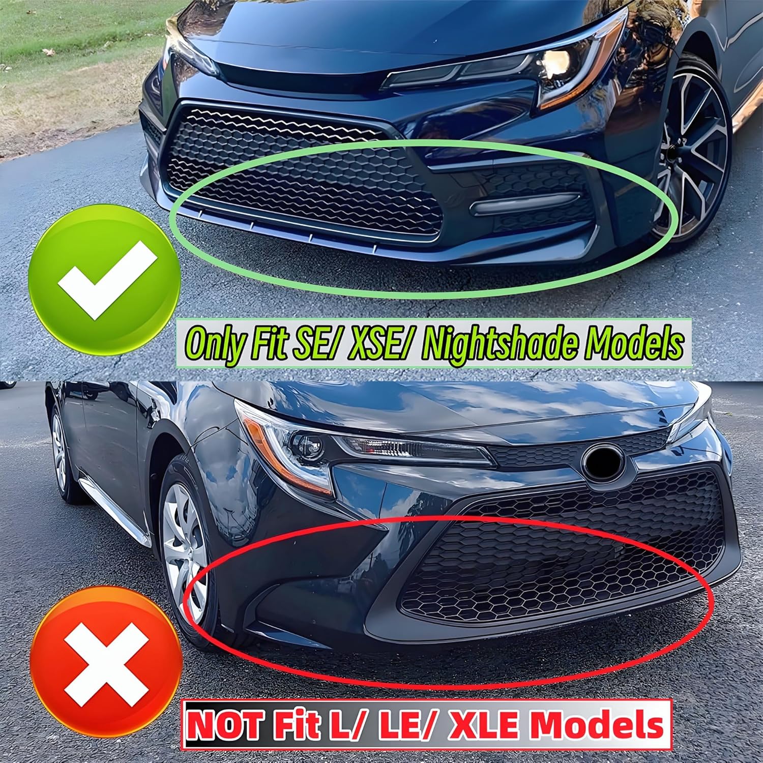 Front Bumper Lip Splitter Spoiler Fit for Toyota Corolla Sedan SE/XSE/Nightshade/S 2020-2026 Accessories, Gloss Black 3pcs Air Dam Chin Body Kit Underbody Lip