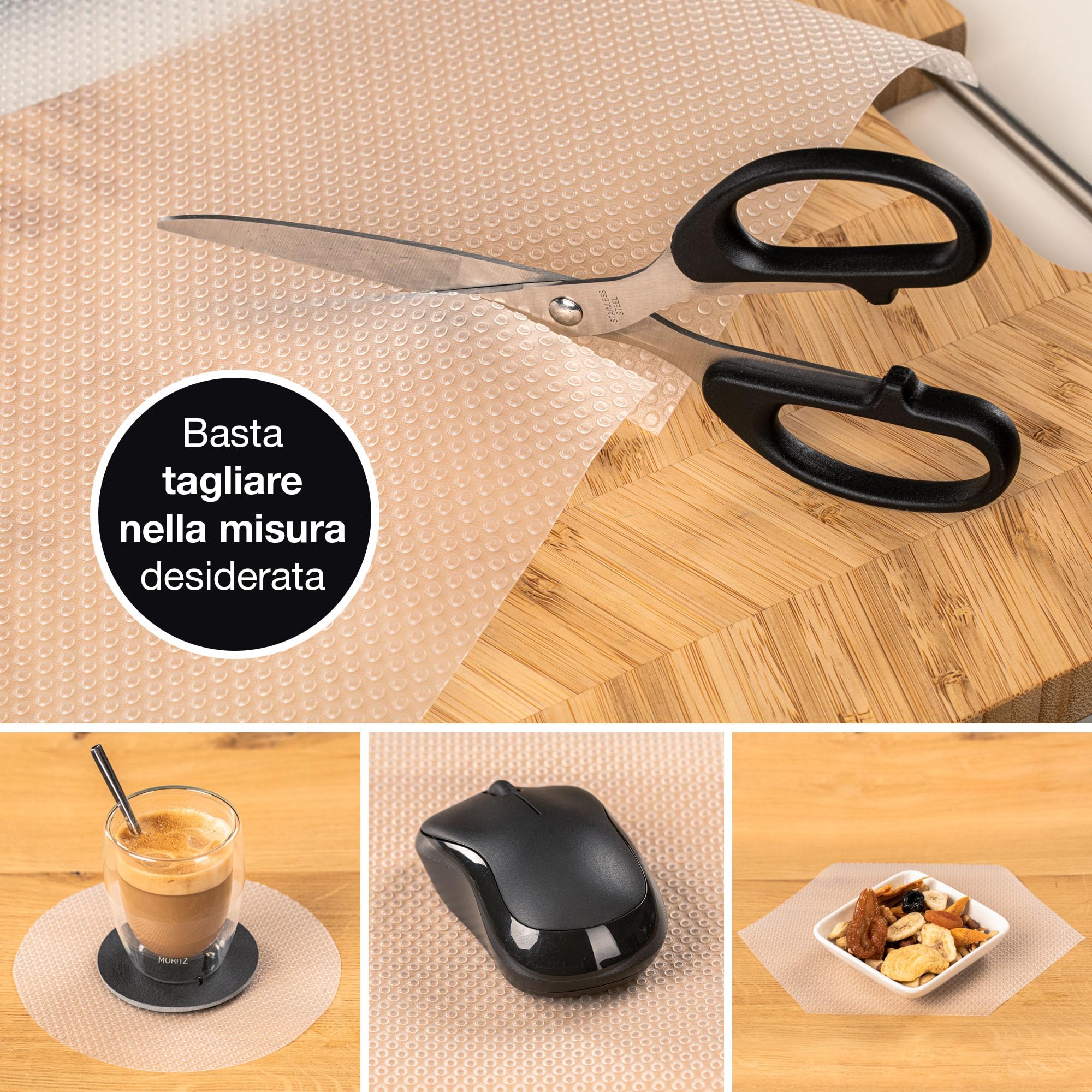 Moritz & Moritz 4x Rivestimento Cassetti Cucina largo 50x150 cm - Tappetino antiscivolo Cucina - Come proteggi Cassetti Cucina Cassetti o Armadi - Incl. 20 adesivi per Lavagne