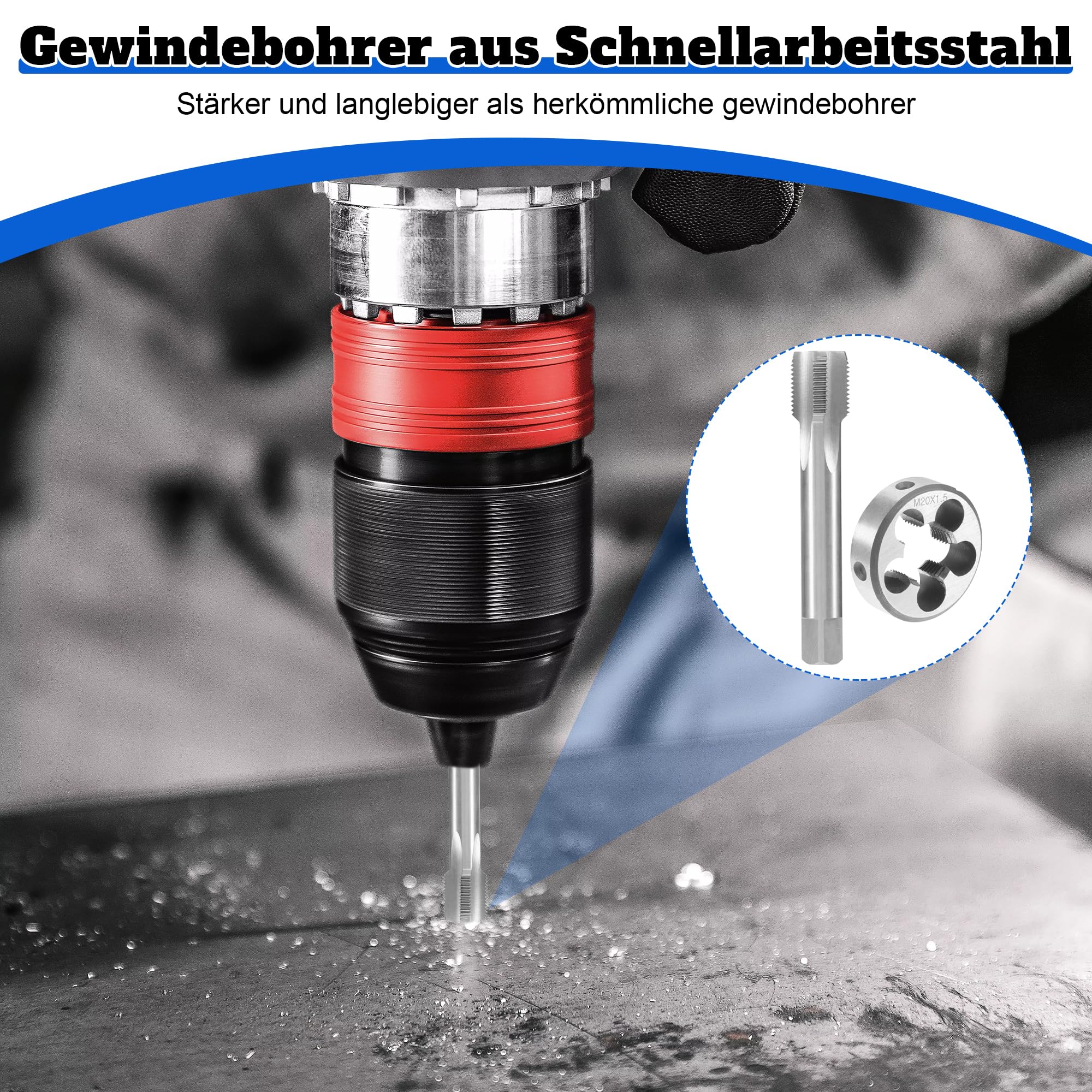 Gewindeschneider & Schneideisen Set M8 X 1 – HSS Gewindebohrer & Schneideisen Für Metrische Gewinde