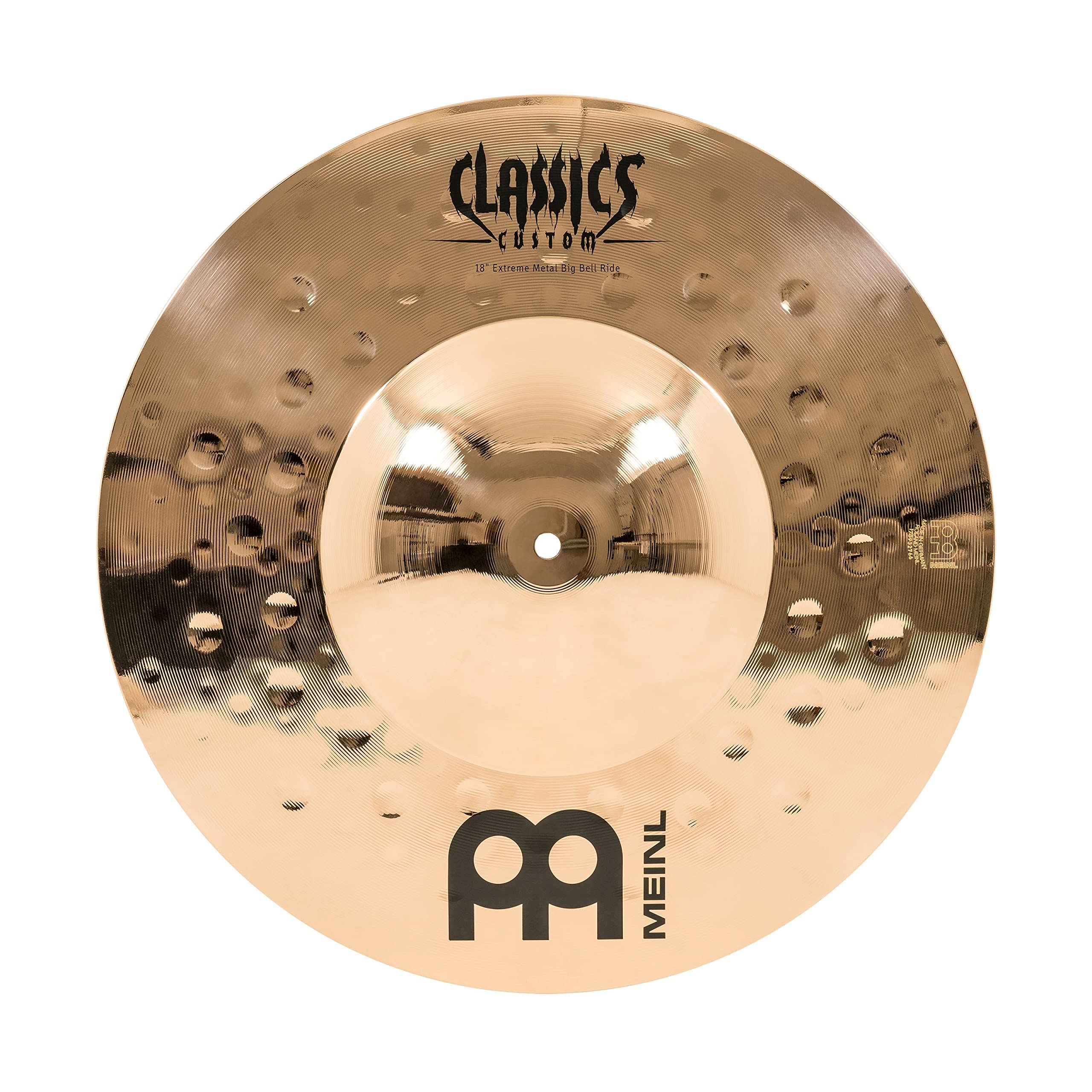 Meinl Cymbals Classics Custom Extreme Metal Piatto Big Bell Ride 18 pollici (45,72cm) per Batteria - Bronzo B12, Finitura Brillante, Prodotto in Germania (CC18EMBBR-B)