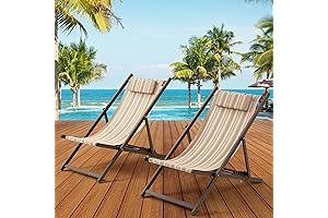 Outdoor Slingback Lounge Chairs, Set of 2