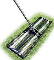 JouZYA Lawn Leveling Rake: Stainless Steel 17x10 with Aluminum Rollers & 70" Adjustable Handle for Smooth Yards, Gardens & Golf Lawns