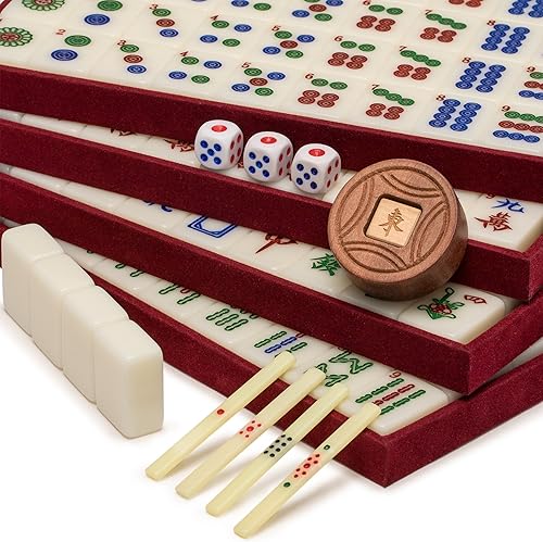 Miniatura 3 de Juego de mesa Chino Mahjong Mah Jong Mahjongg Mah-Jongg Mah Jongg Majiang para profesionales con estuche compacto de madera