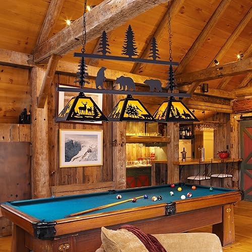 Miniatura 3 de TOCHIC Luz rústica para mesa de billar para sala de juegos, cueva de hombre, club, bar, comedor, isla de cocina