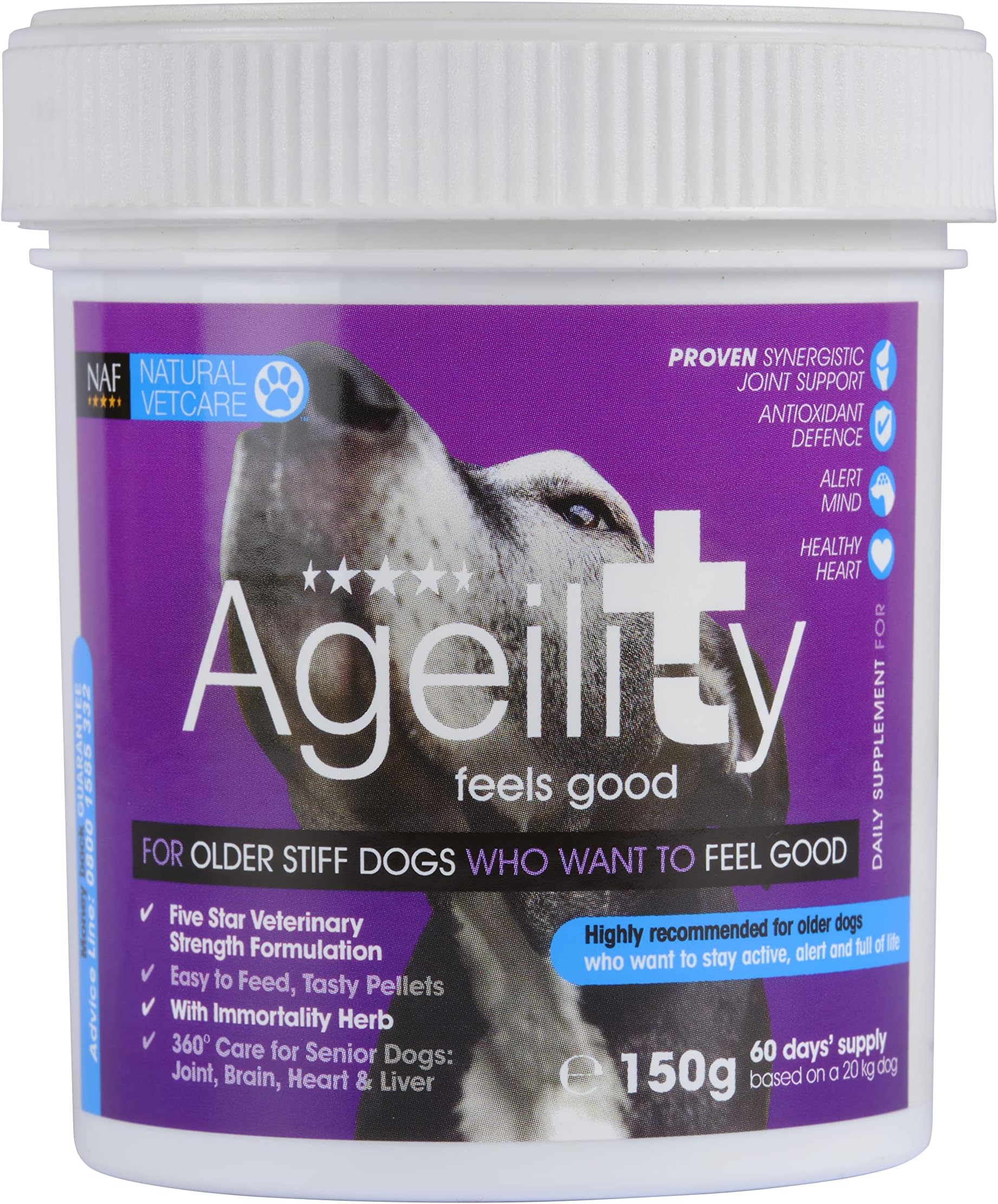 Natural VetCare Ageility Senior Dog Supplement – Veterinary Strength Support for Older Dogs – Promotes Mobility, Mental Clarity & Vitality – With Glucosamine, Ginseng & Omega 3