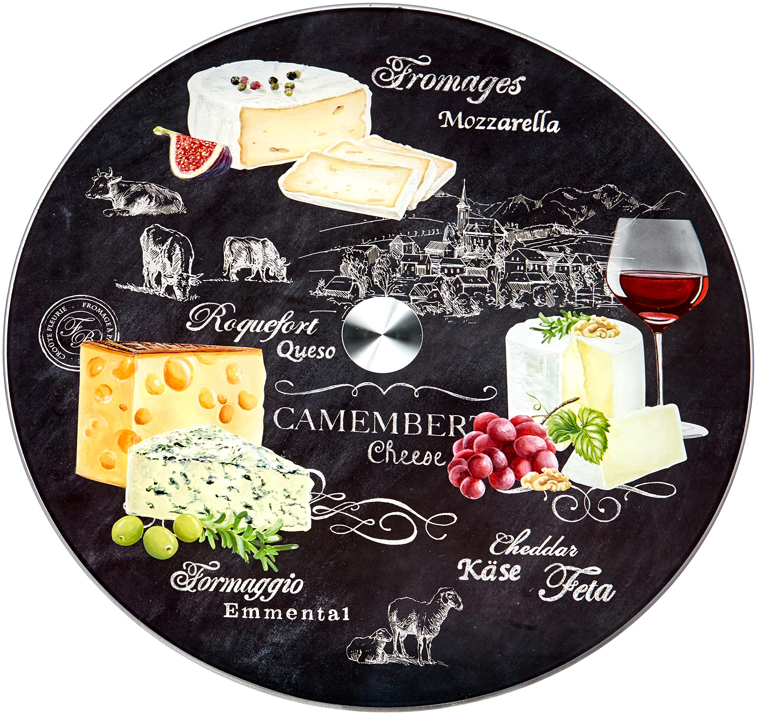 Easy Life 441WOCH Coffret Plateau Tournant, Verre, Noir, 32 cm, 32 x 32 x 2.5 cm, 1 Unité
