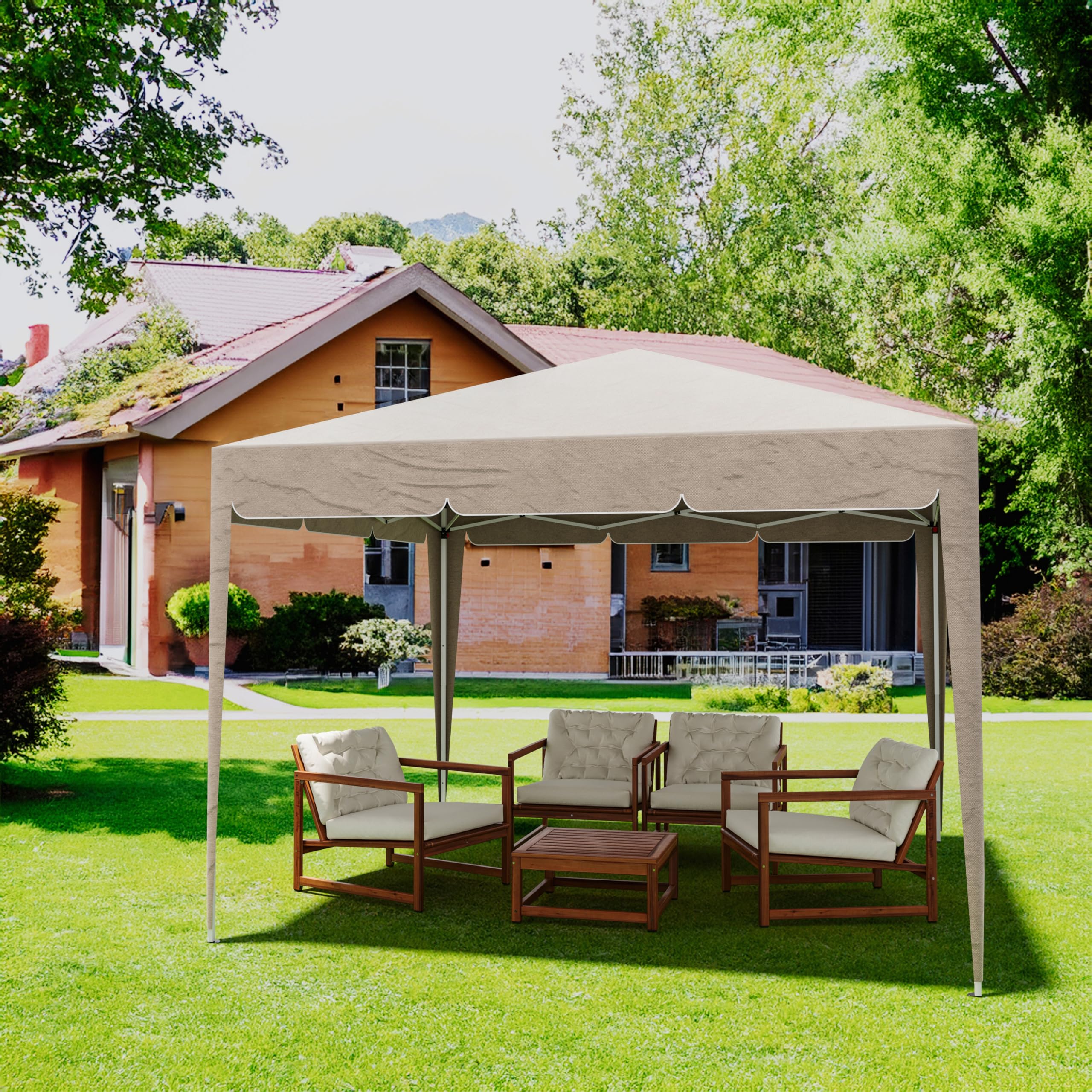 Gazebo Pieghevole 3x3m Idrorepellente Struttura Acciaio Copertura 160g/m² Tortora