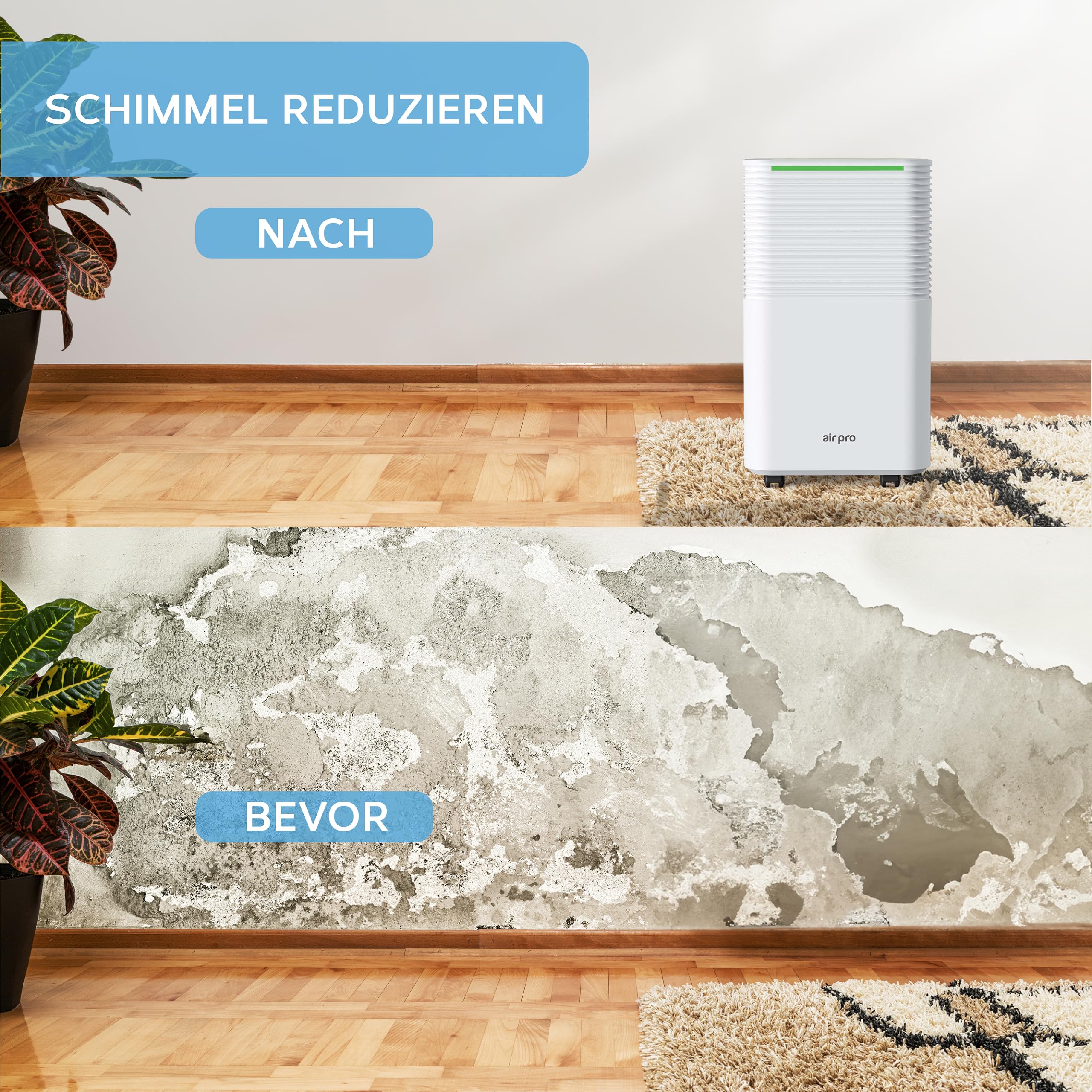 Air Pro 12L/Tag Digitaler Luftentfeuchter - Schlafmodus, 24-Stunden-Timer Zum Waschetrocknen, Schlafzimmer, Keller, Garage Und Kuche - Tragbarer Elektrischer Schimmel-, Und Feuchtigkeitsentferner