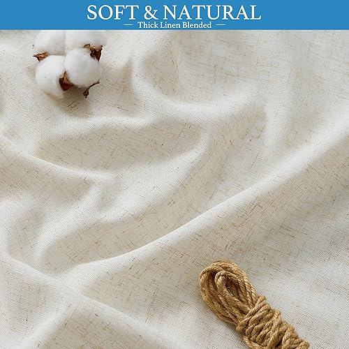 Miniatura 3 de RYB HOME Cortina de puerta francesa de mezcla de lino natural, cortina corta de privacidad con filtro de luz, cortina de puerta Tricia para ventana