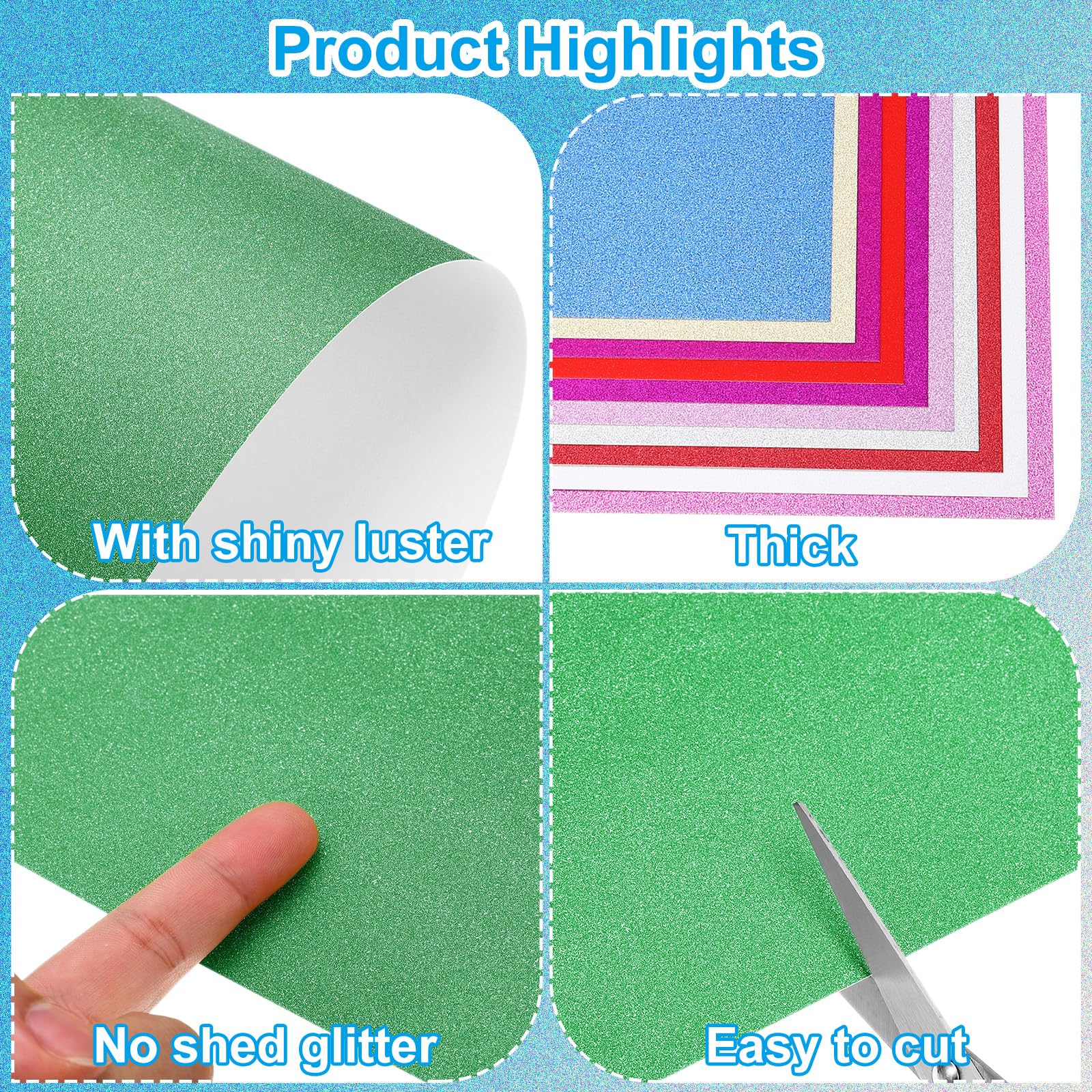 PATIKIL Green Glitter Cardstock Paper, 10 Sheets A4 250gsm Sparkly Paper for Scrapbook Card Making DIY Art Projects Wedding Party - Image 3