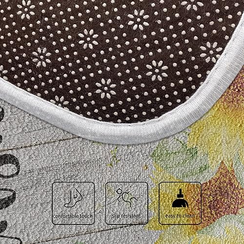 Miniatura 6 de Juego de 2 alfombras de cocina con diseño de girasol, antifatiga, con texto en inglés "You are My Sunshine", decoración de cocina, tapete de cocina