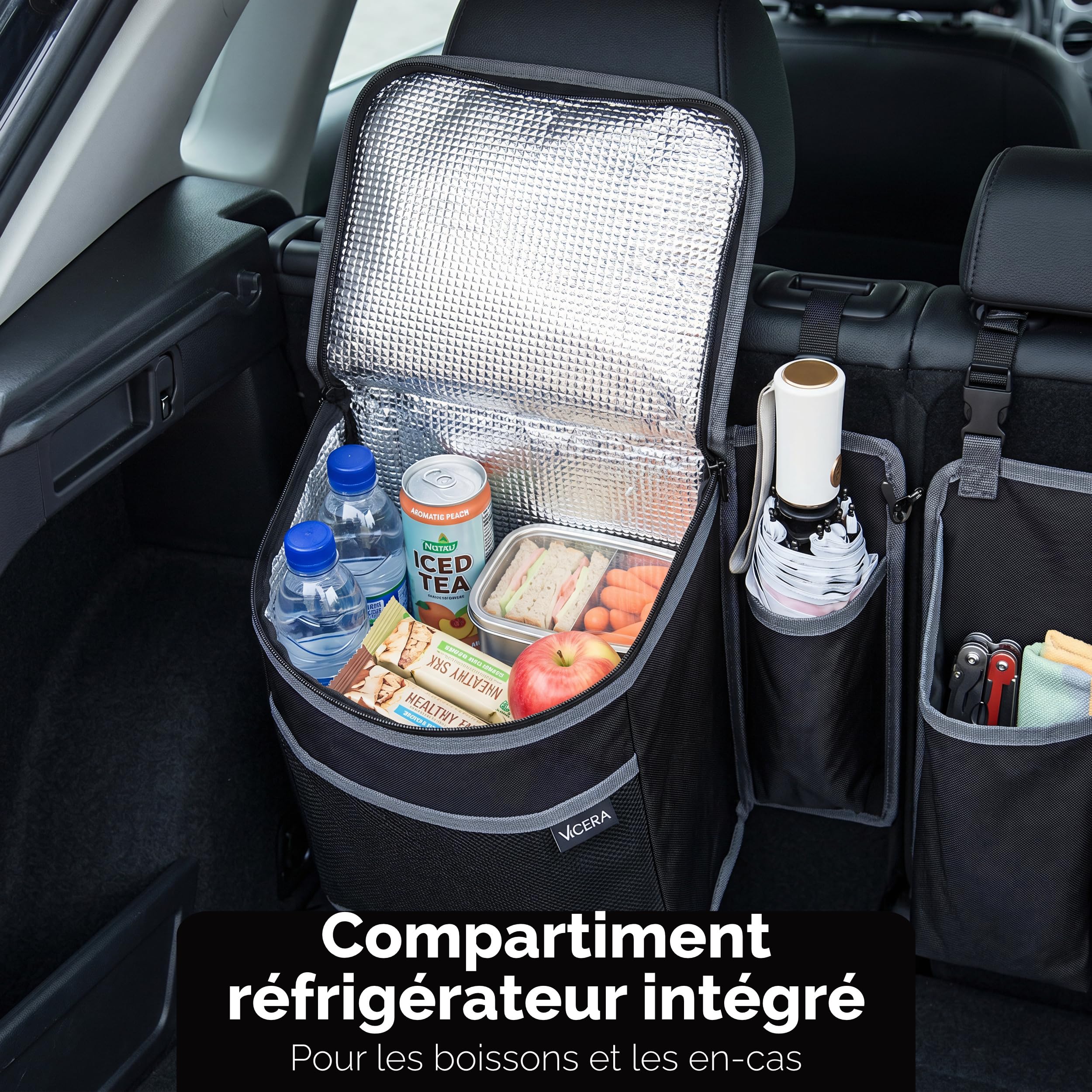 Vicera Rangement Coffre de Voiture • Organisateur Coffre Voiture avec Modules Divisibles et Sac Isotherme Intégré