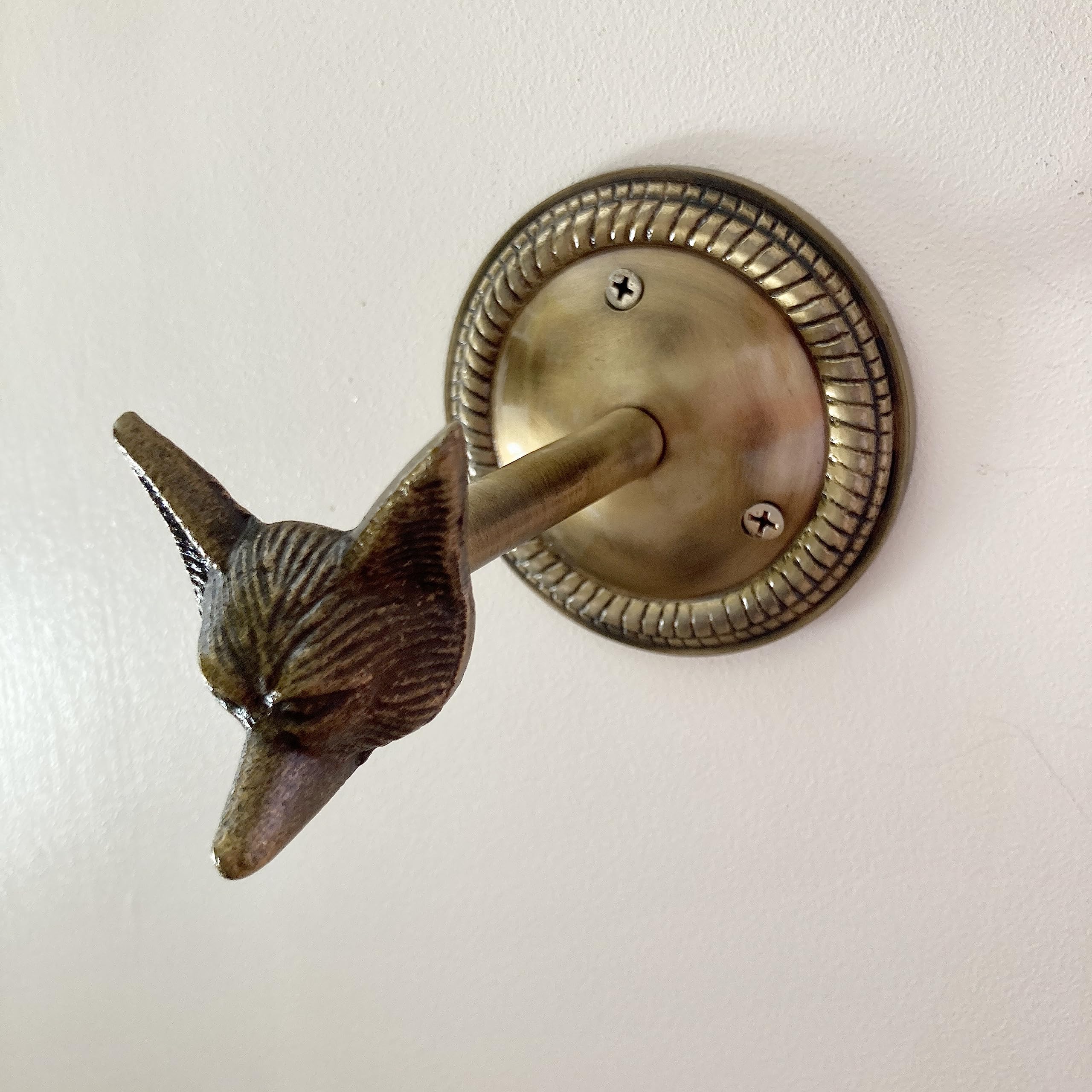 Animal Hook, Curtain Hold Back, Tie Back, Jewellery Hook, Antique Brass, Iron (Fox Head)