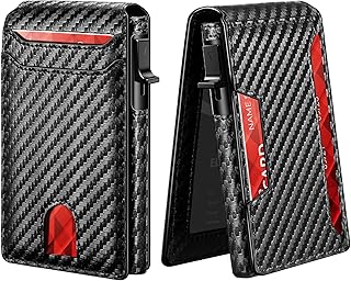 Smart Wallet for Men-Slim Minimalist Wallet, RFID Blocking Pop Up Wallet, Credit Card Holder, Bifold Carbon Fiber Wallet